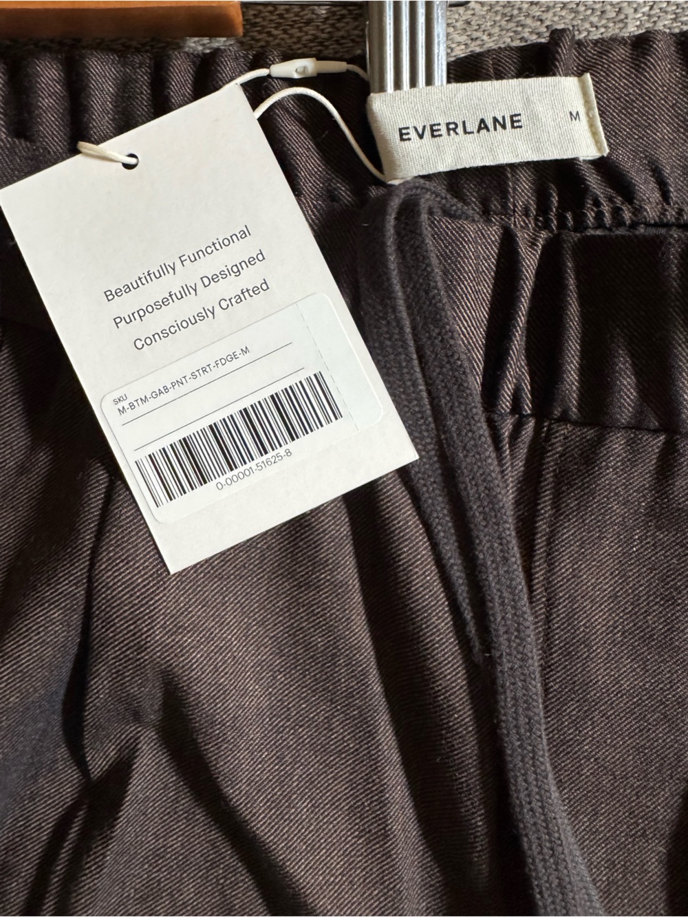 NWT Everlane M Men’s Twill Brown Drawstring Pants